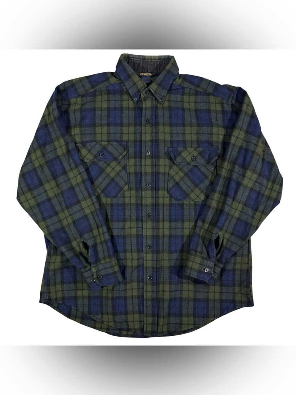 Woolrich Blackwatch Plaid Wool Flannel Mens XL Button Down Double Front Pocket